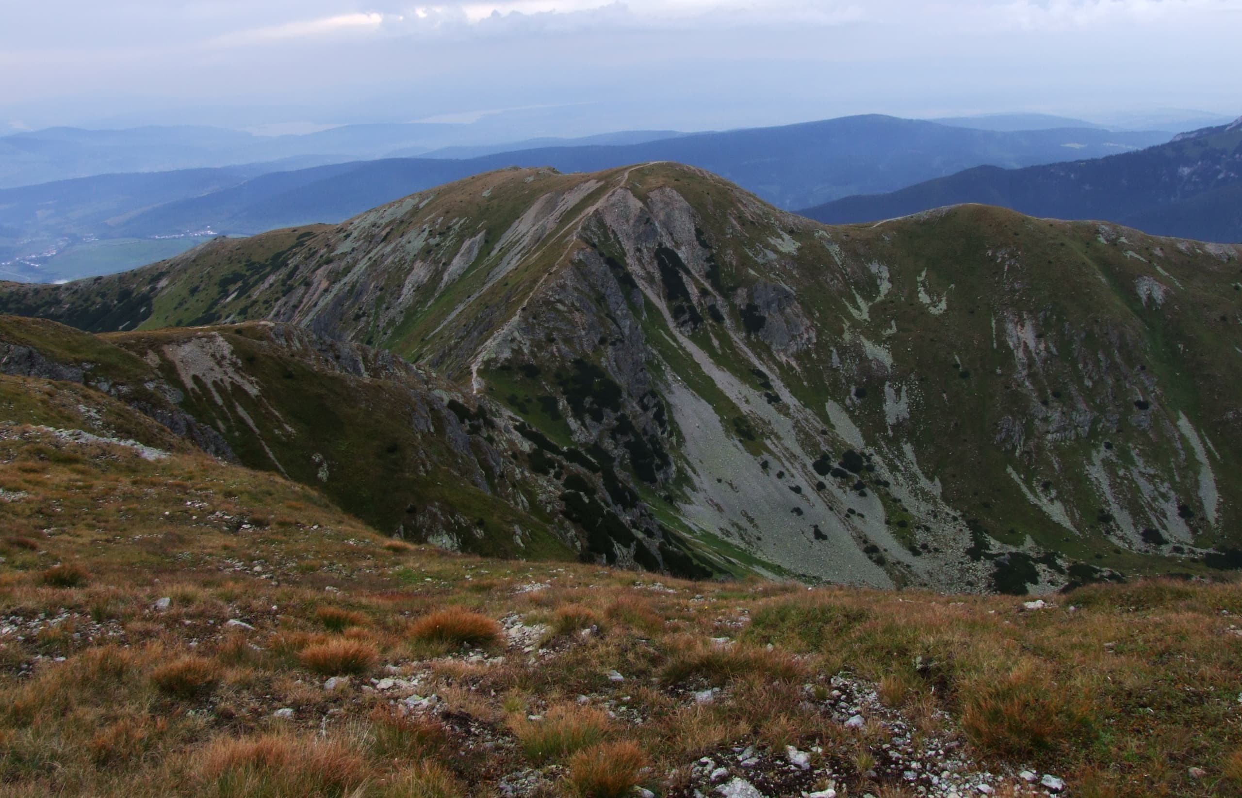 The grassy crest to Brestová — you can trace Friday’s path with your eyes